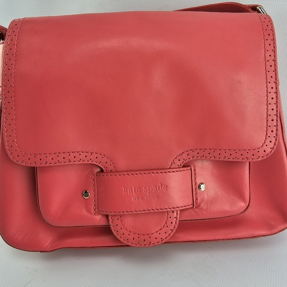 Kate Spade New York Nature Pink Leather Flap Shoulder Bag Purse - Picture 12 of 12